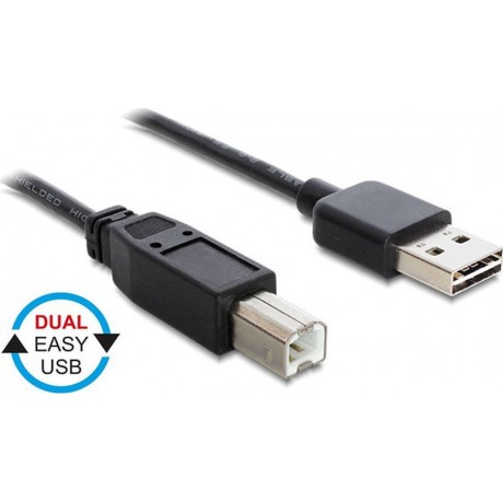 Καλώδιο USB 2.0 σε USB Type B 1.5m Μαύρο