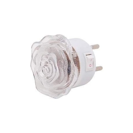 Φωτάκι νυκτός τριαντάφυλλο λευκο LED με διακοπτάκι