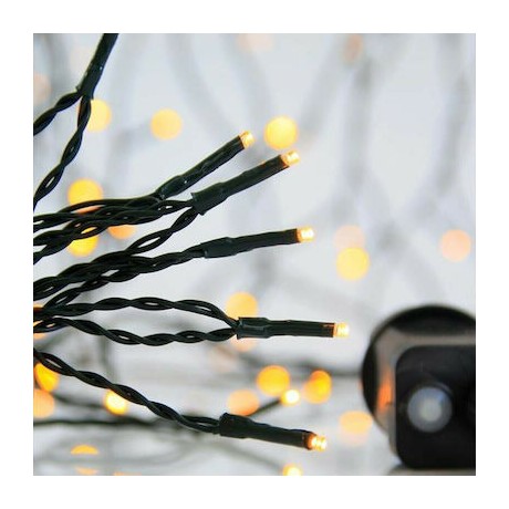 300 Χριστουγεννιάτικα Λαμπάκια LED Θερμό Λευκό 14.95μ σε Σειρά με Πράσινο Καλώδιο και Προγράμματα 600-11541 Eurolamp
